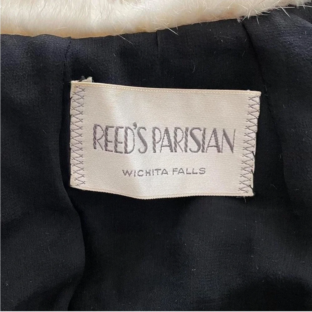 Black Cashmere cropped cardigan jacket with cream mink fur collar - Picture 4 of 8